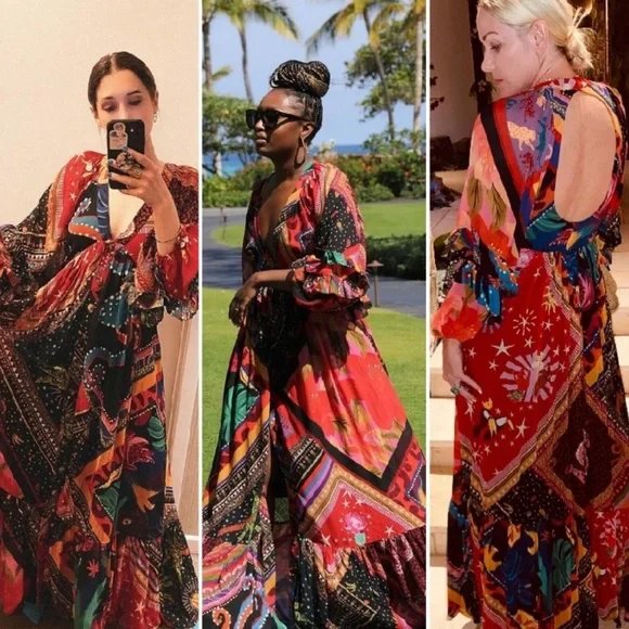 FARM Rio Vibrant Red and Blue Maxi Dress - Picture 11 of 16